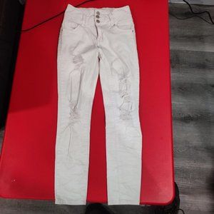 Ibiza white ultra high rise push up, ripped, stretchy women's size 5